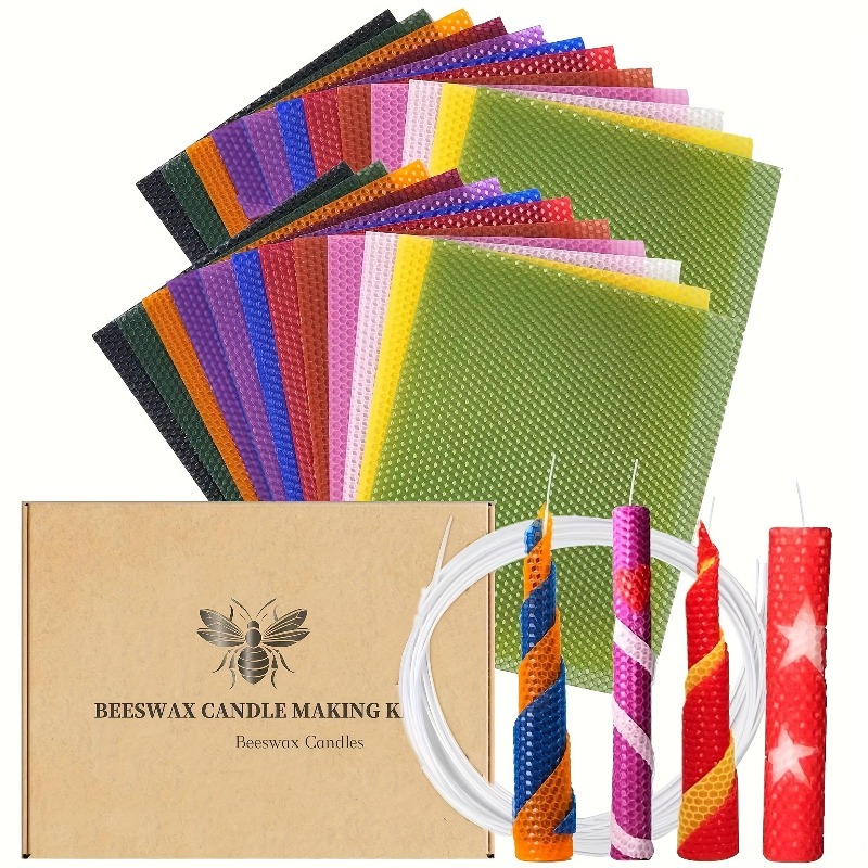 Candle Making Kit For Beginners - 24-Pack Beeswax Honeycomb Sheets Candle Making
