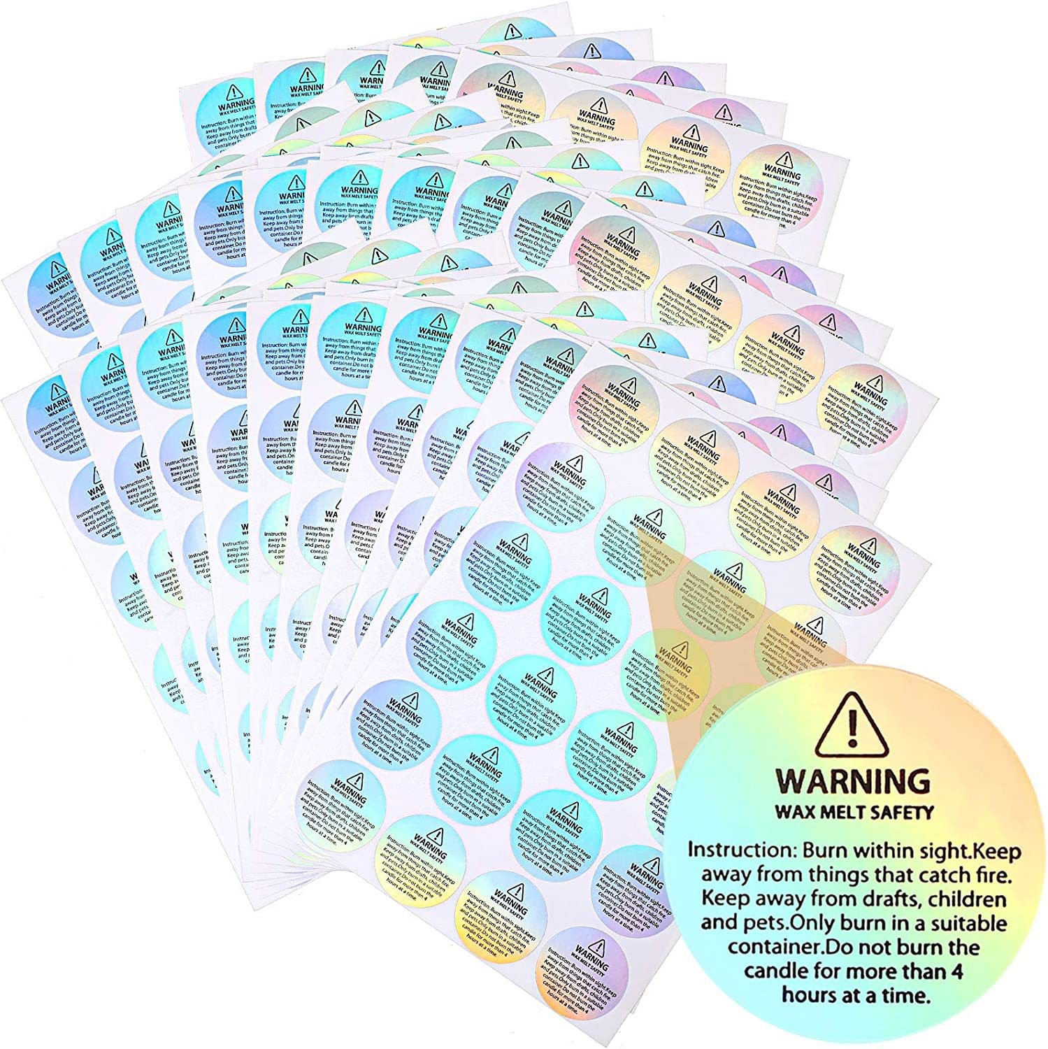 Holographic 96 Pcs Candle Warn - огляд і ціна Candle Warning Label